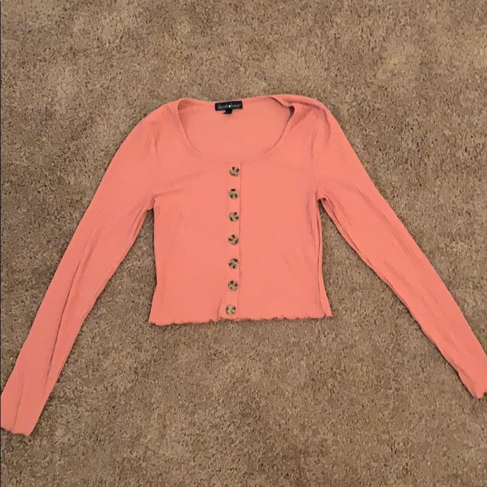 Pink Long sleeve Cropped Shirt
